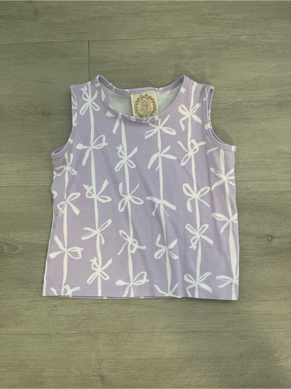 The Beaufort Bonnet Company Lavender Tank Top with White Bow Print